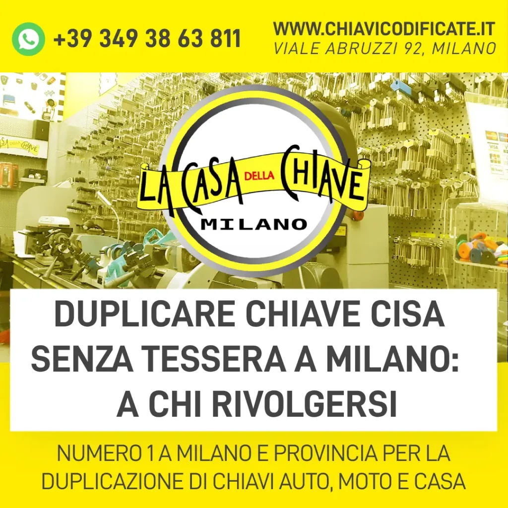 Duplicare chiave Cisa senza tessera a Milano: a chi rivolgersi