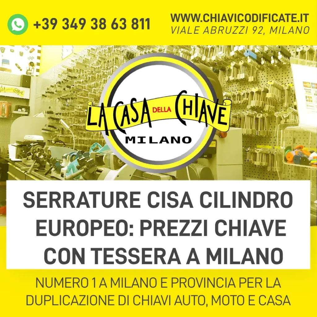 Serrature Cisa cilindro europeo: prezzi chiave con tessera a Milano