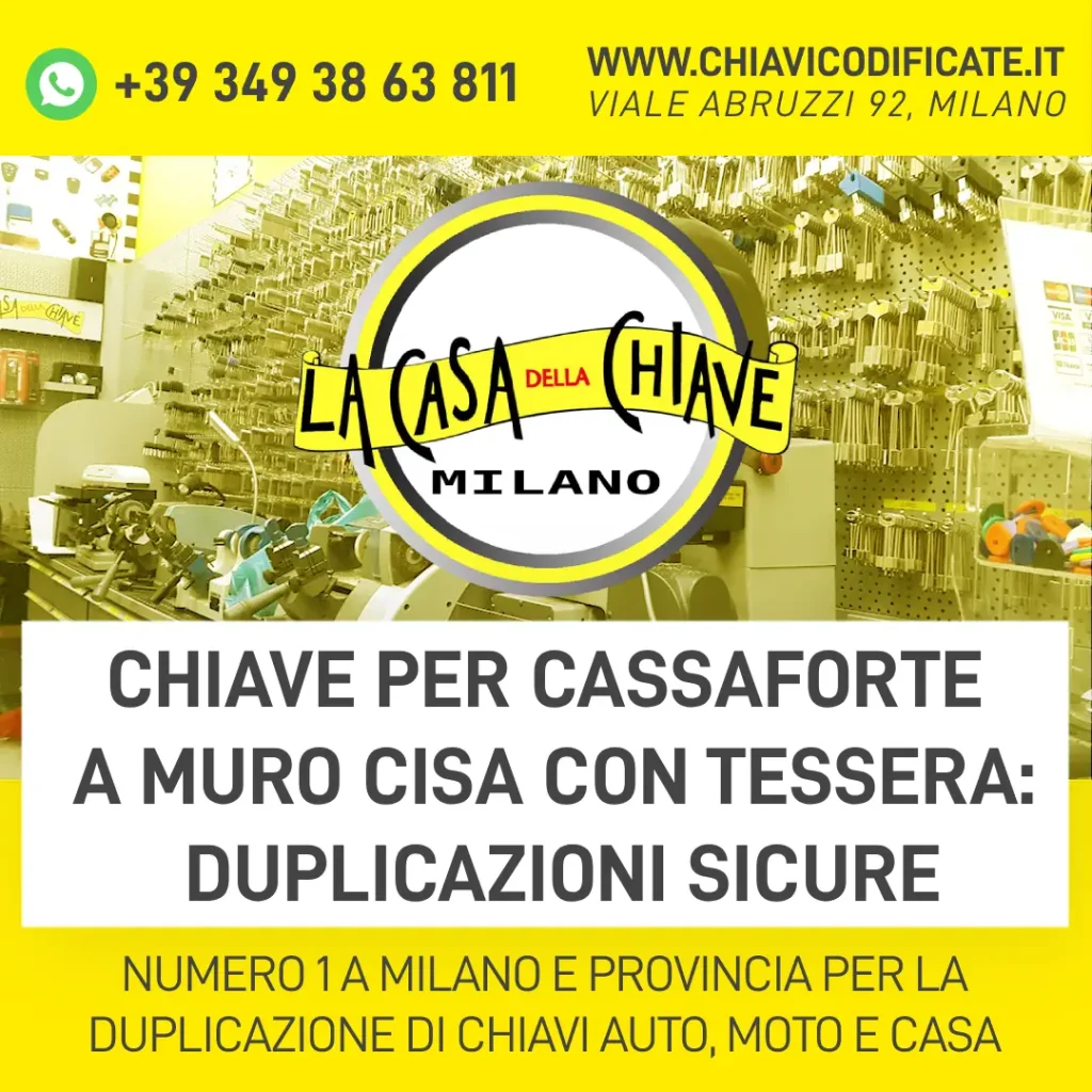 Chiave per cassaforte a muro Cisa con tessera: duplicazioni sicure