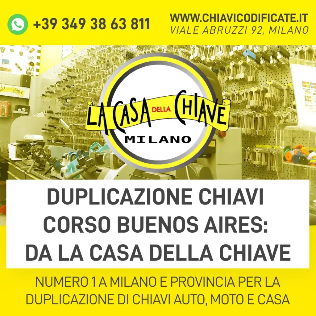 Duplicazione chiavi Corso Buenos Aires: da La Casa della Chiave