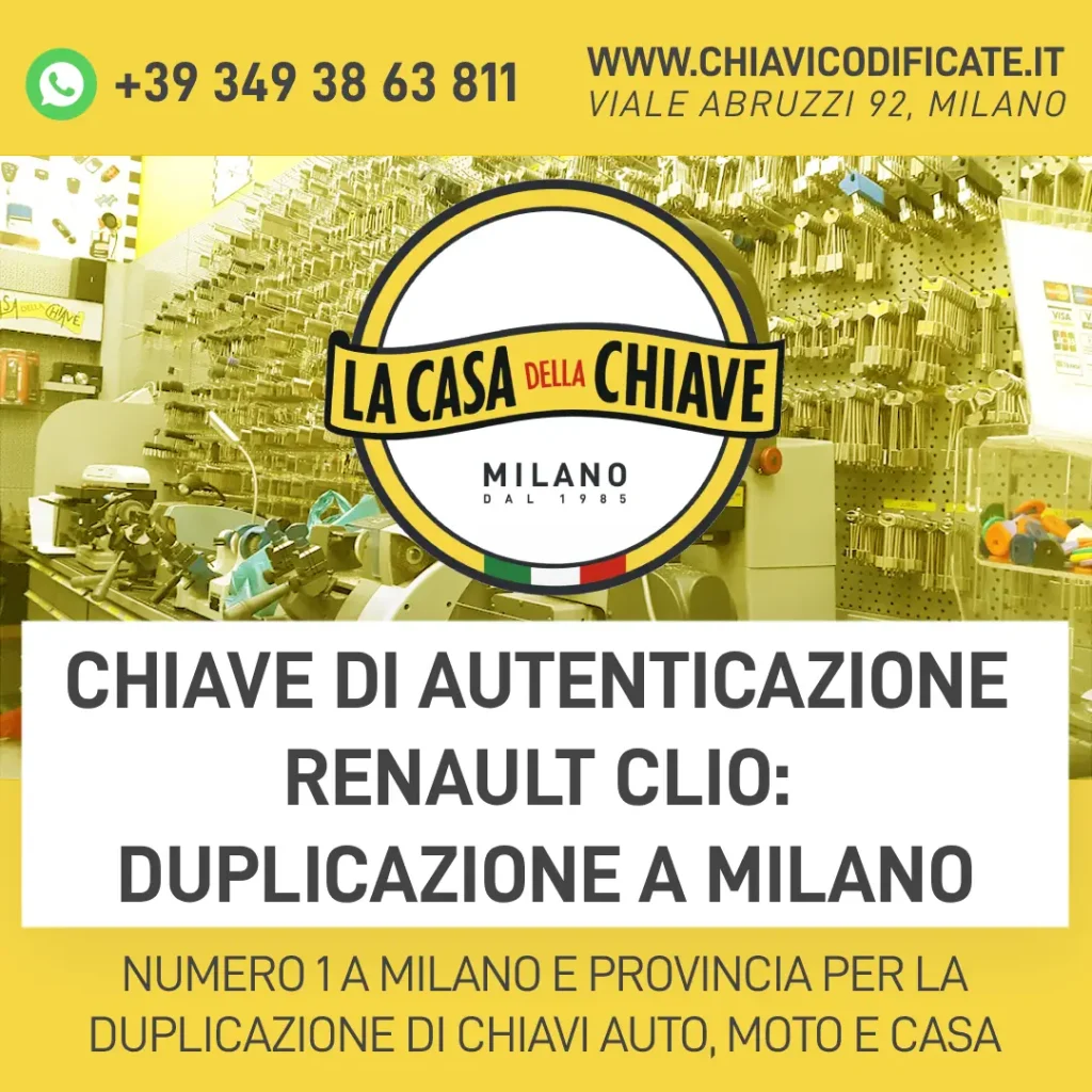 Chiave di autenticazione Renault Clio: duplicazione a Milano