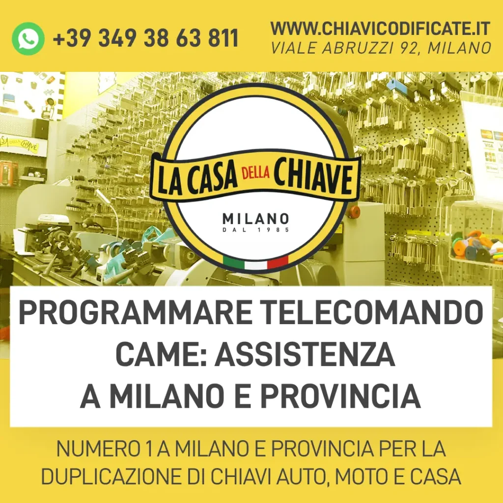 Programmare telecomando Came: assistenza a Milano e provincia