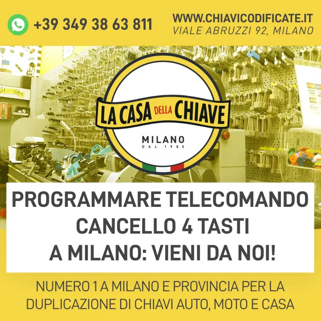 Programmare telecomando cancello 4 tasti a Milano: vieni da noi!