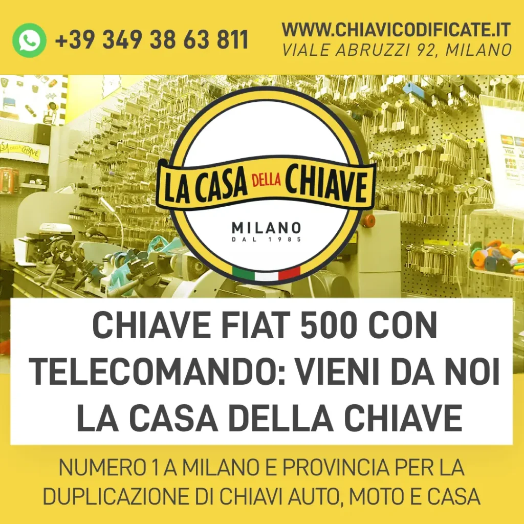 Chiave Fiat 500 con telecomando: vieni da noi la casa della chiave
