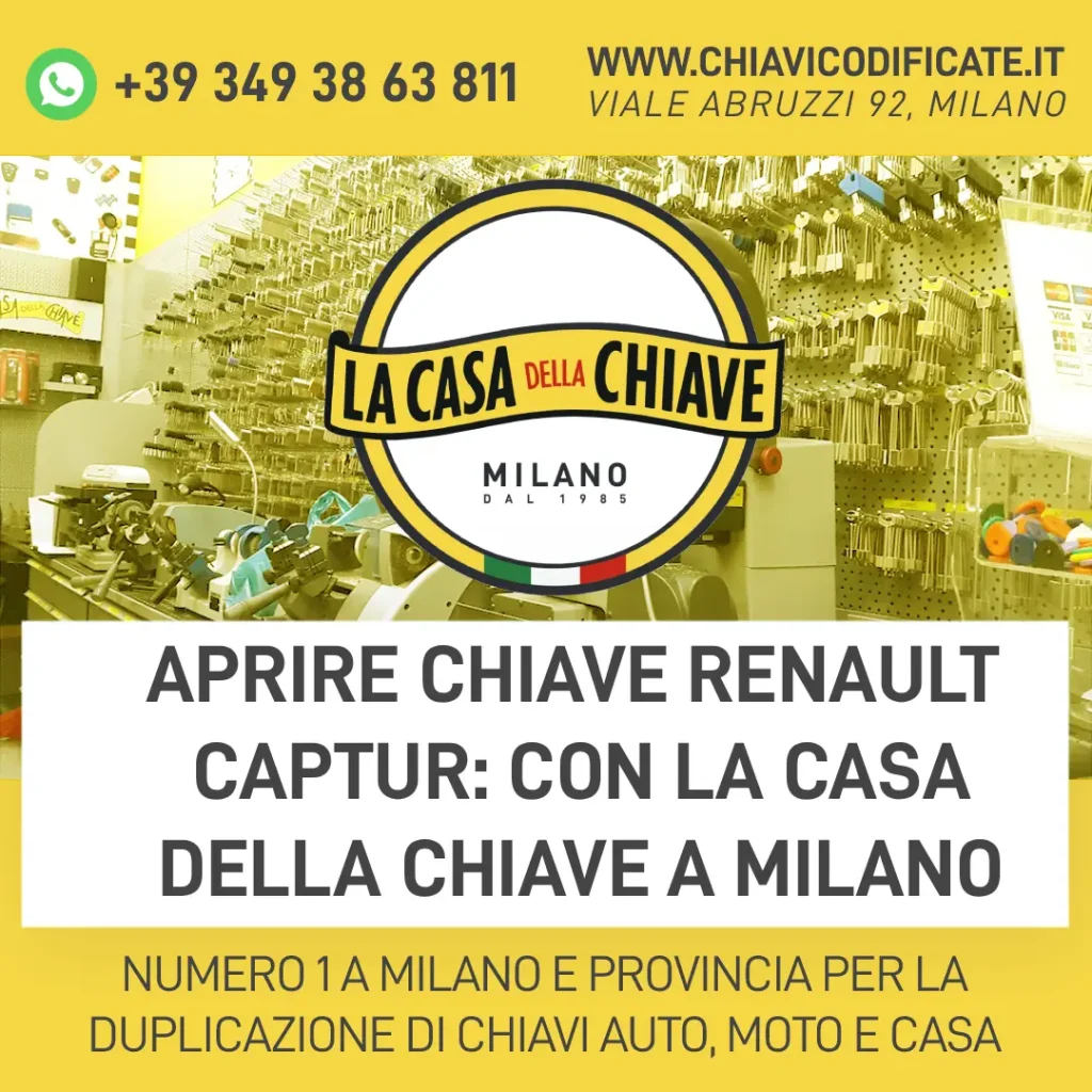 Aprire chiave Renault Captur: con La Casa della Chiave a Milano