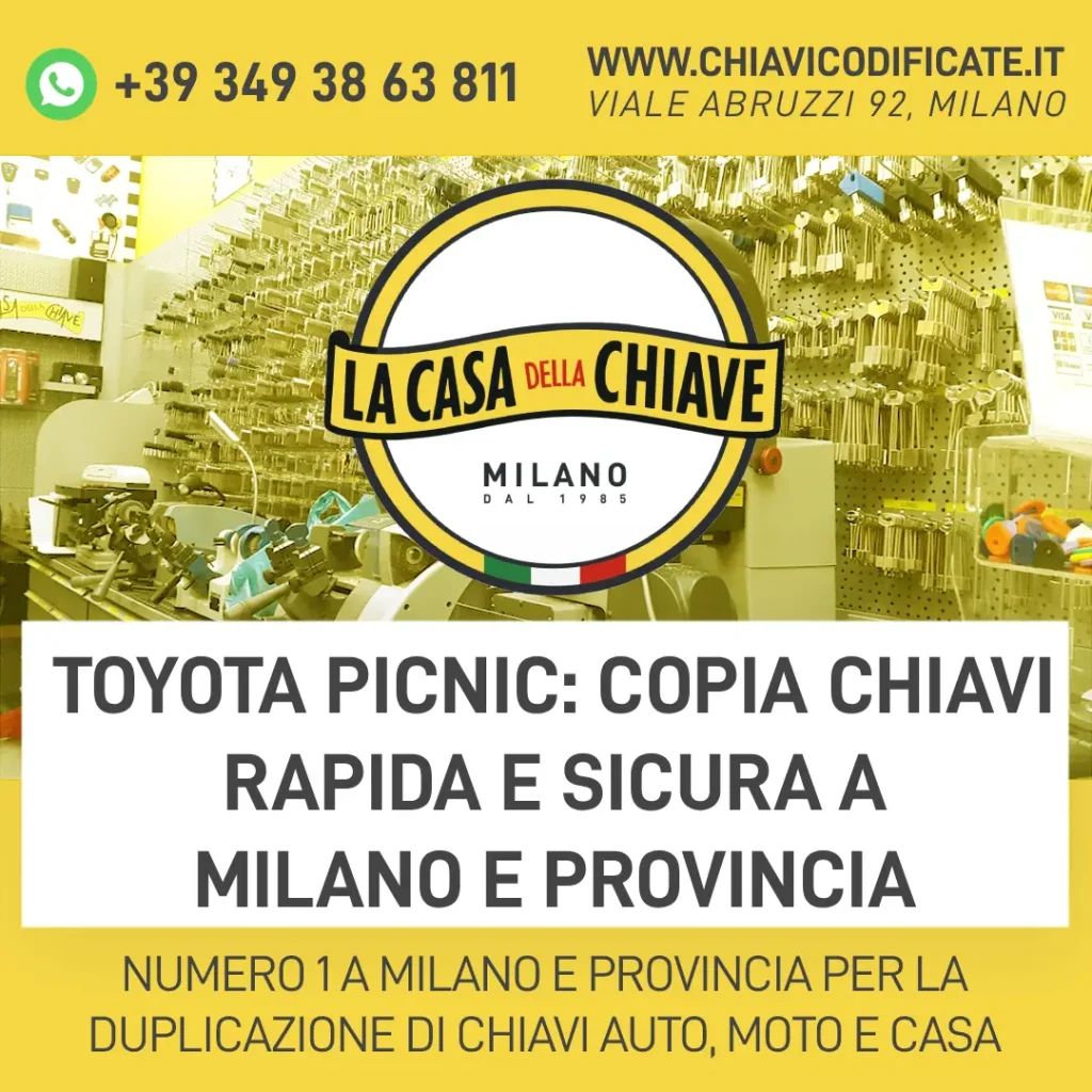 Toyota Picnic: copia chiavi rapida e sicura a Milano e provincia