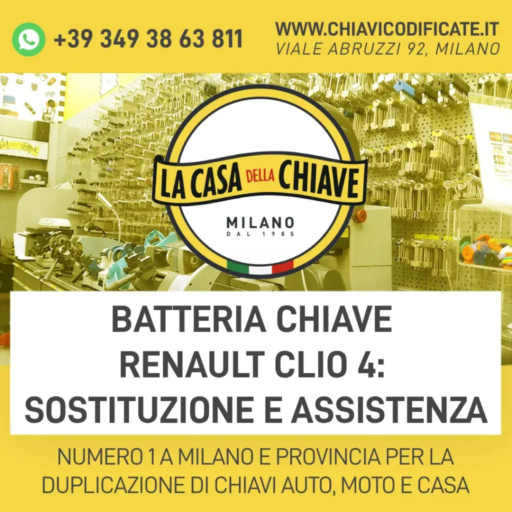 Batteria chiave Renault Clio 4: sostituzione e assistenza