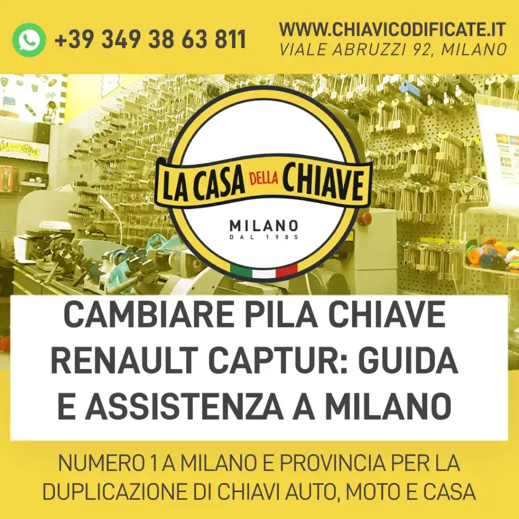 Cambiare pila chiave Renault Captur: guida e assistenza a Milano
