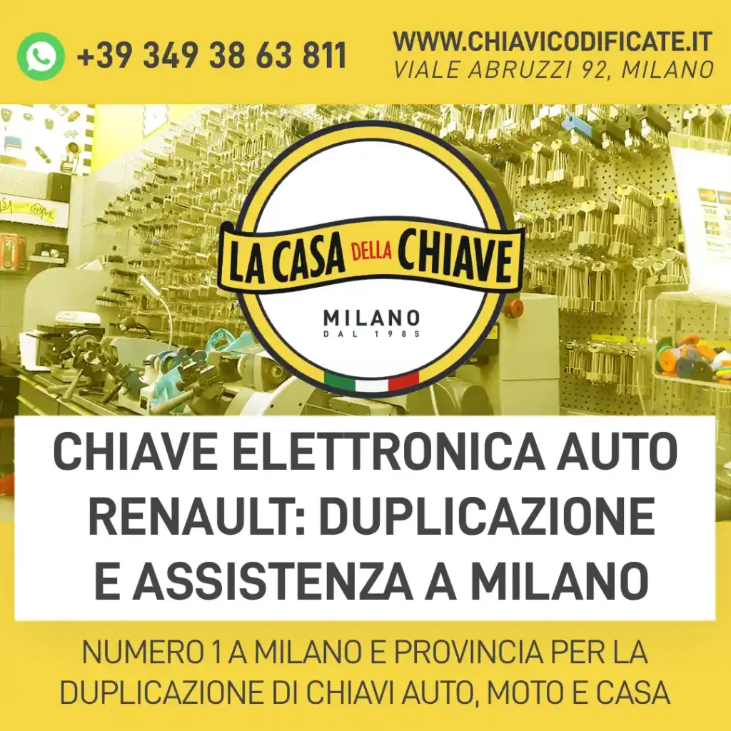Chiave elettronica auto Renault: duplicazione e assistenza a Milano