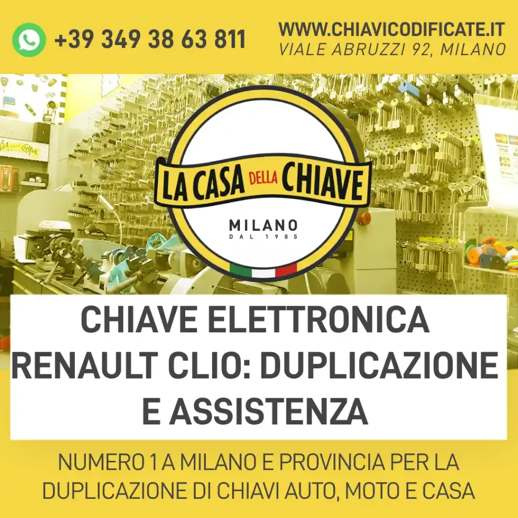 Chiave elettronica Renault Clio: duplicazione e assistenza