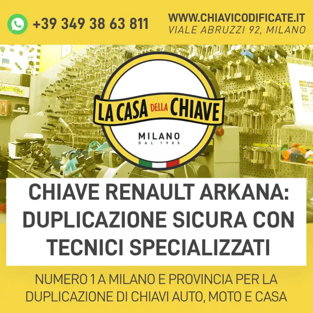 Chiave Renault Arkana: duplicazione sicura con tecnici specializzati