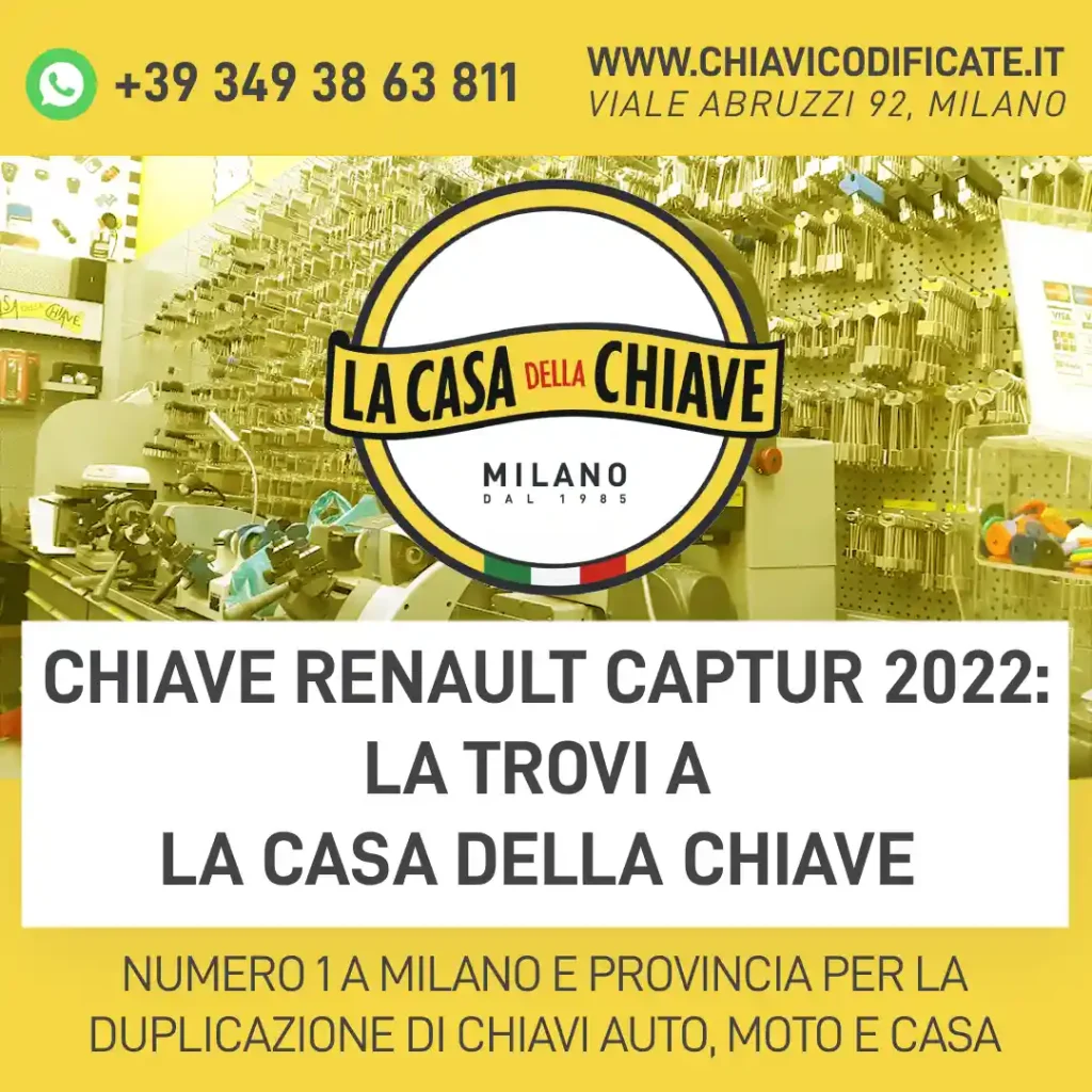Chiave Renault Captur 2022:la trovi a la casa della chiave