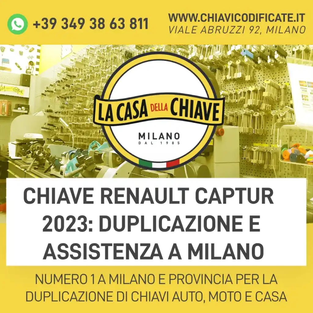 Chiave Renault Captur 2023: duplicazione e assistenza a Milano
