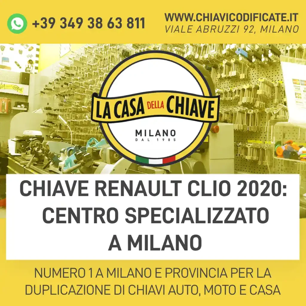 Chiave Renault Clio 2020: centro specializzato a Milano