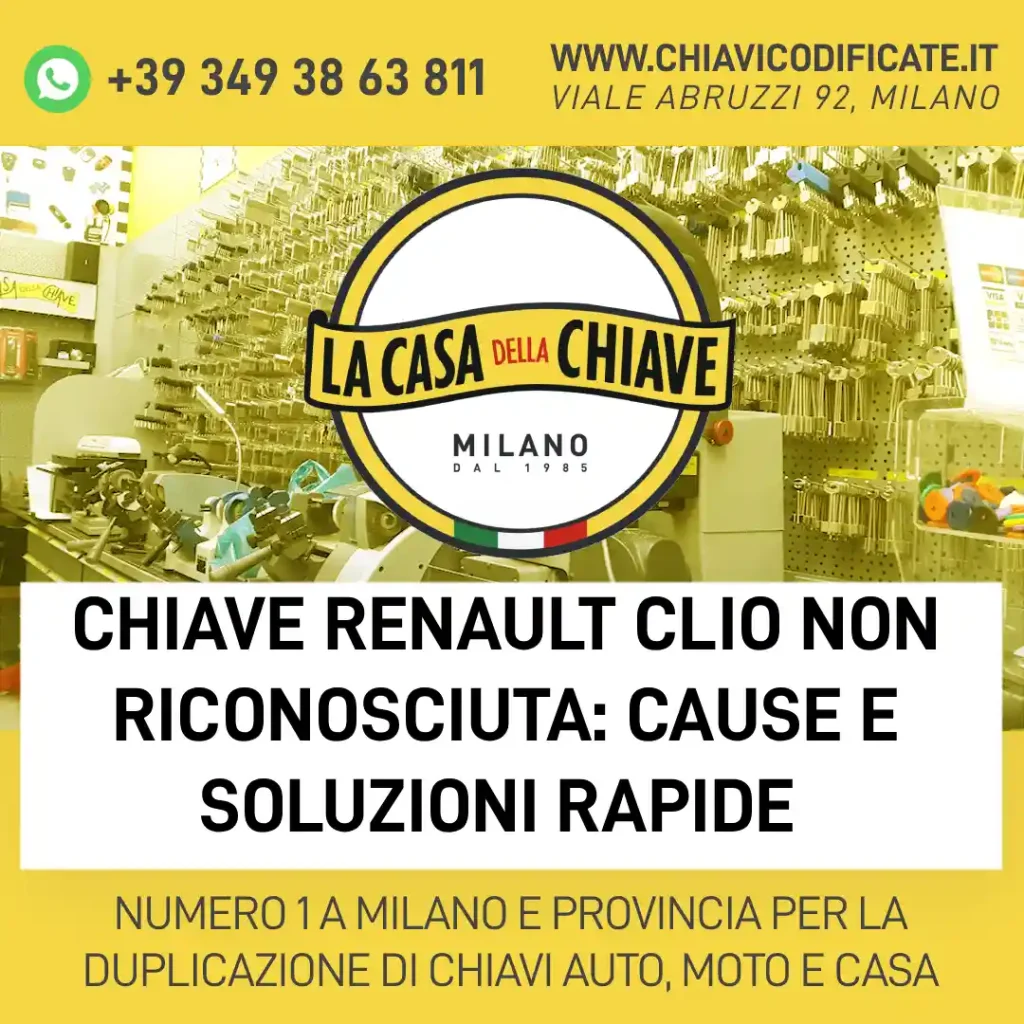 Chiave Renault Clio non riconosciuta: cause e soluzioni rapide