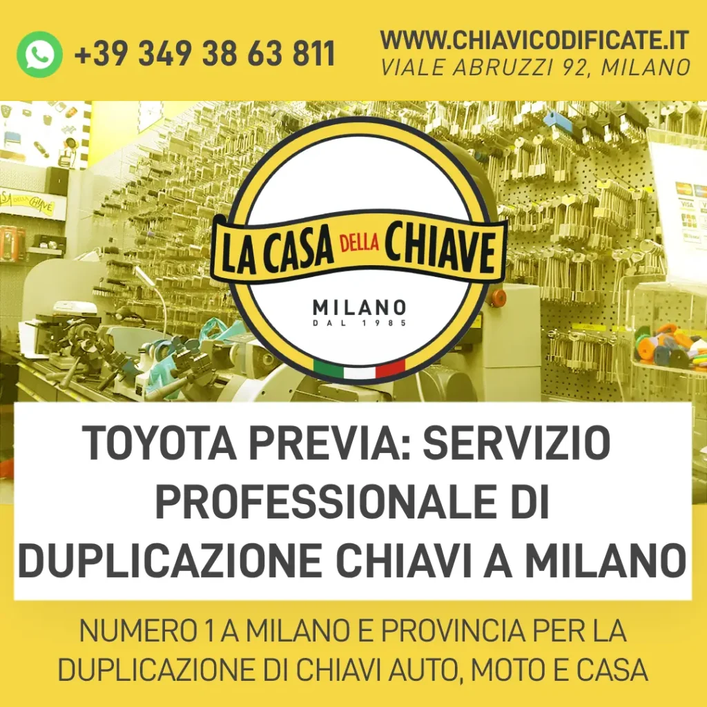 Toyota Previa: servizio professionale di duplicazione chiavi a Milano
