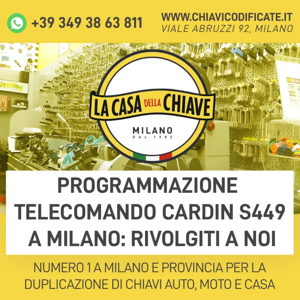 Programmazione telecomando Cardin S449 a Milano: rivolgiti a noi