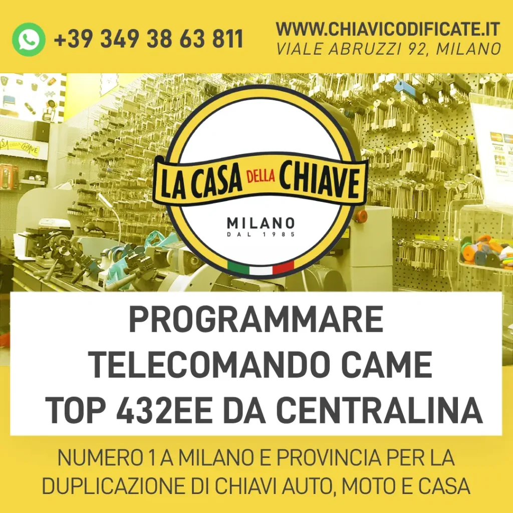 Programmare telecomando Came TOP 432EE da centralina