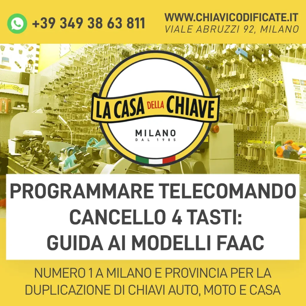 Programmare telecomando cancello 4 tasti: guida ai modelli Faac