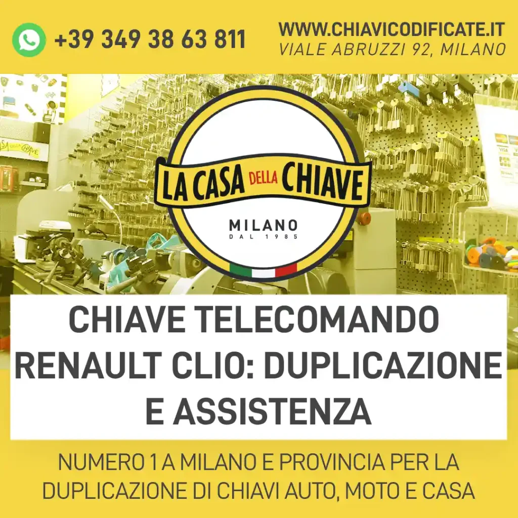 Chiave telecomando Renault Clio: duplicazione e assistenza