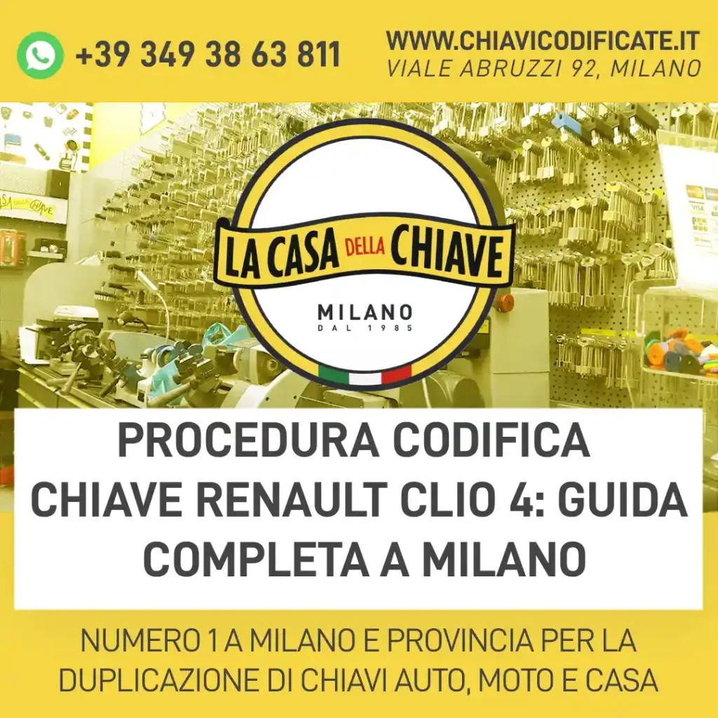 Procedura codifica chiave Renault Clio 4: guida completa a Milano