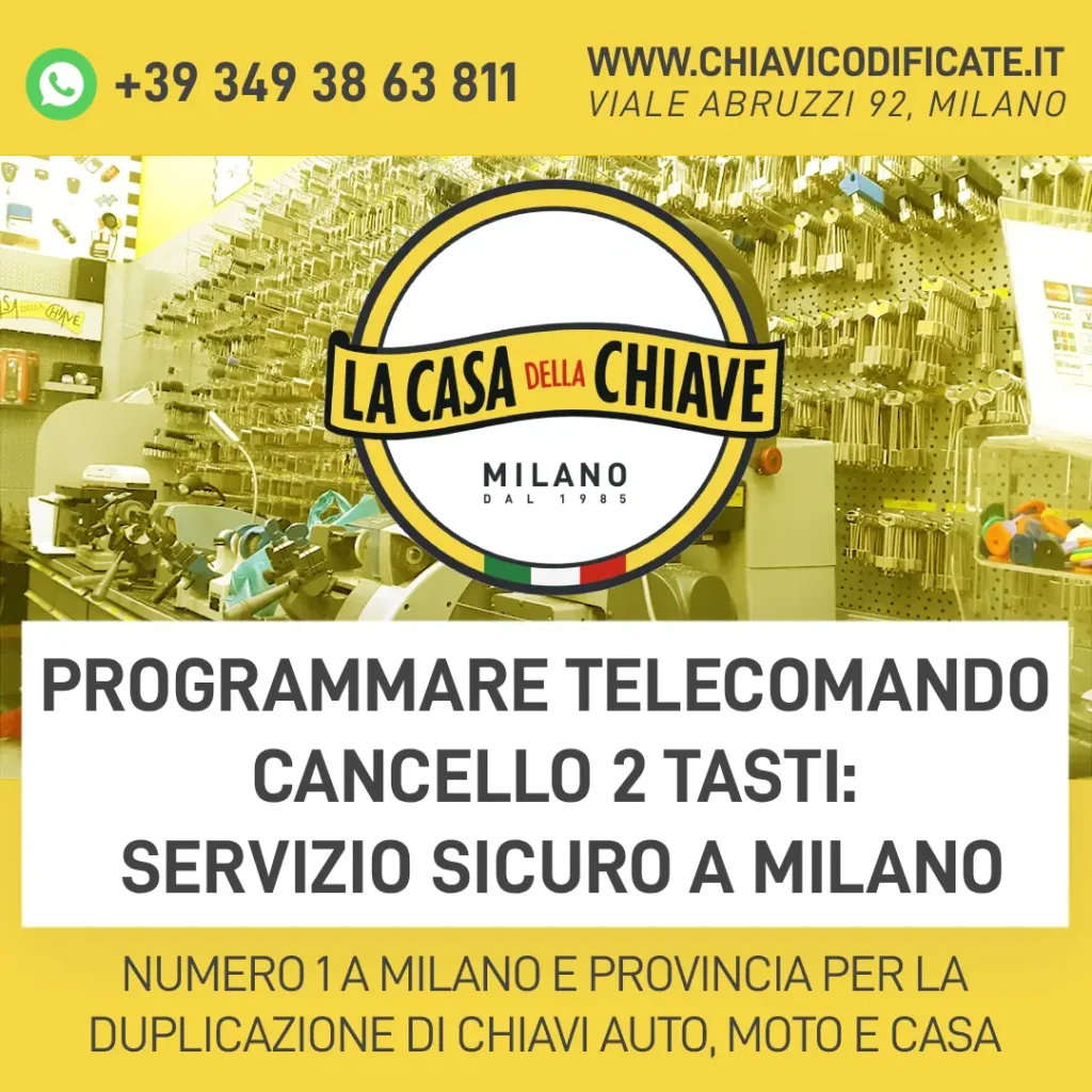 Programmare telecomando cancello 2 tasti: servizio sicuro a Milano