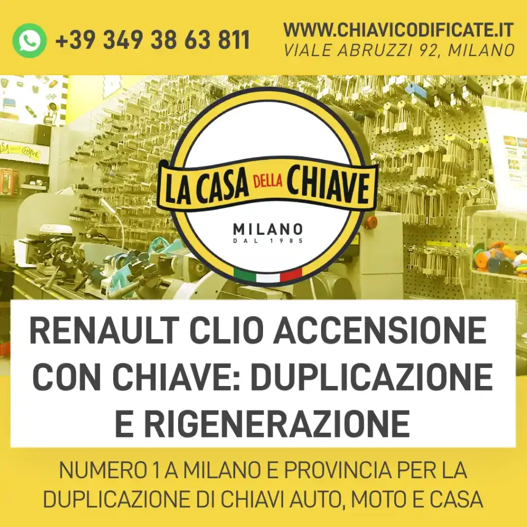 Renault Clio accensione con chiave: duplicazione e rigenerazione