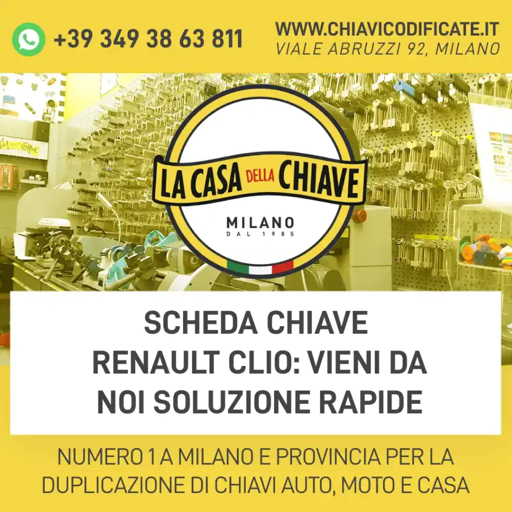 Scheda chiave Renault Clio: vieni da noi soluzione rapide