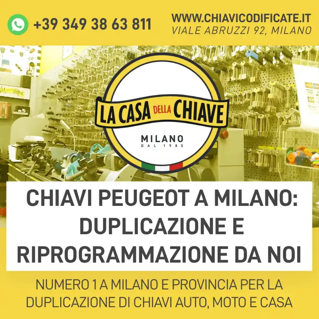 Chiavi Peugeot a Milano: duplicazione e riprogrammazione DA NOI