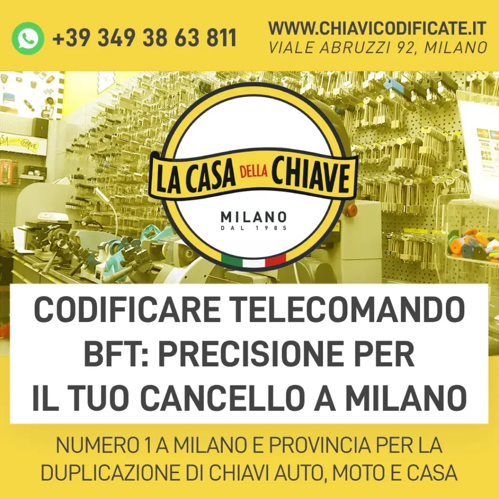 Codificare telecomando BFT: precisione per il tuo cancello a Milano