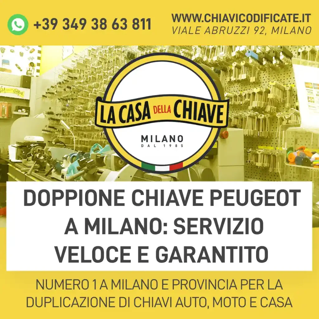 Doppione chiave Peugeot a Milano: servizio veloce e garantito