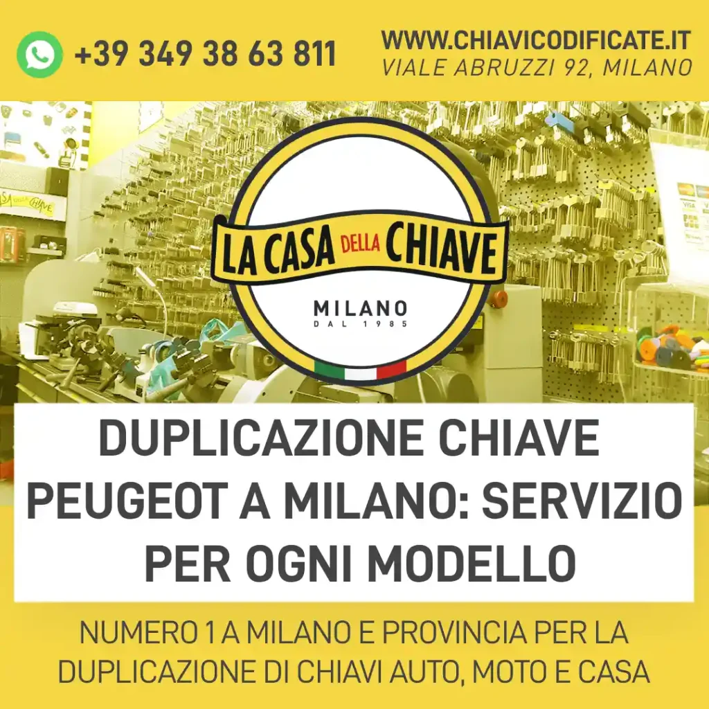 Duplicazione chiave Peugeot a Milano: servizio per ogni modello