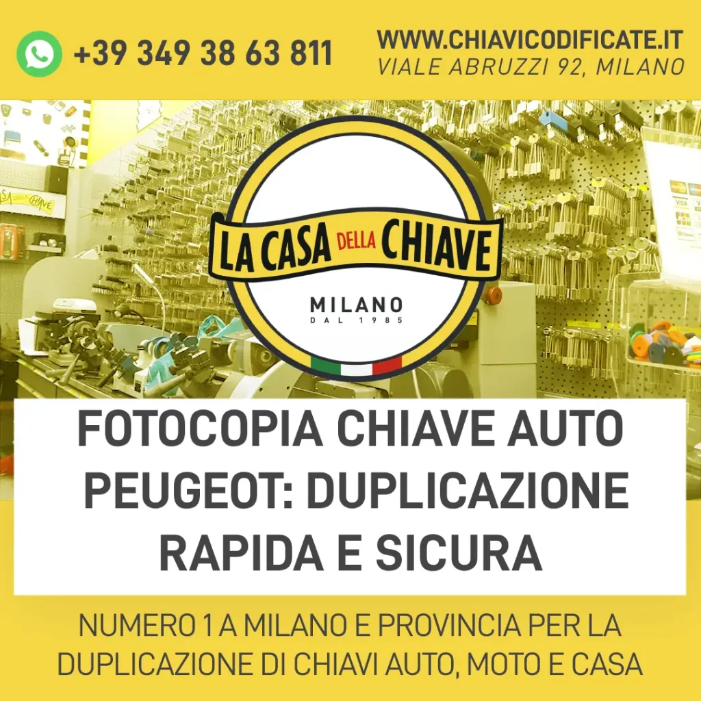 Fotocopia chiave auto Peugeot: duplicazione rapida e sicura