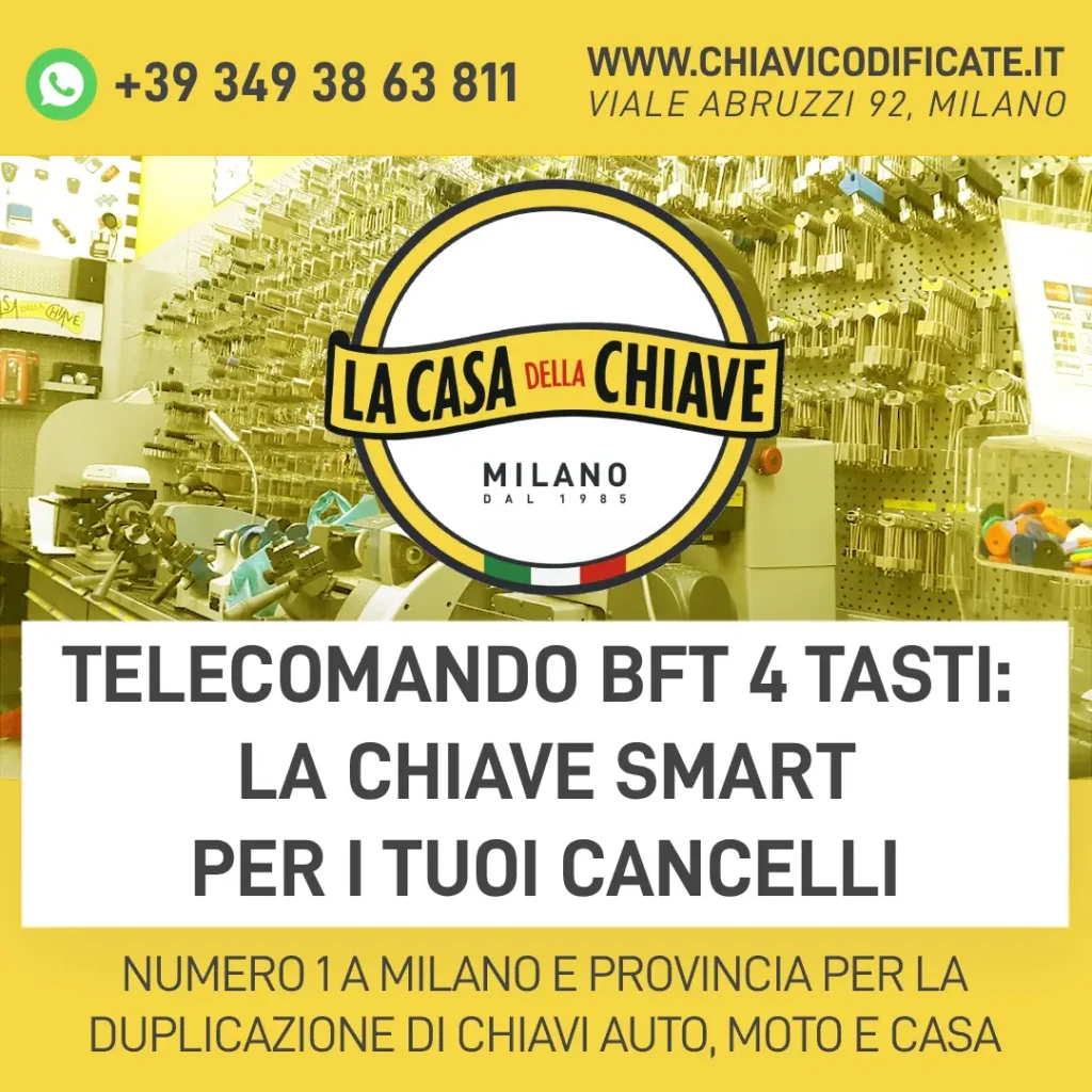 Telecomando BFT 4 tasti: la chiave smart per i tuoi cancelli