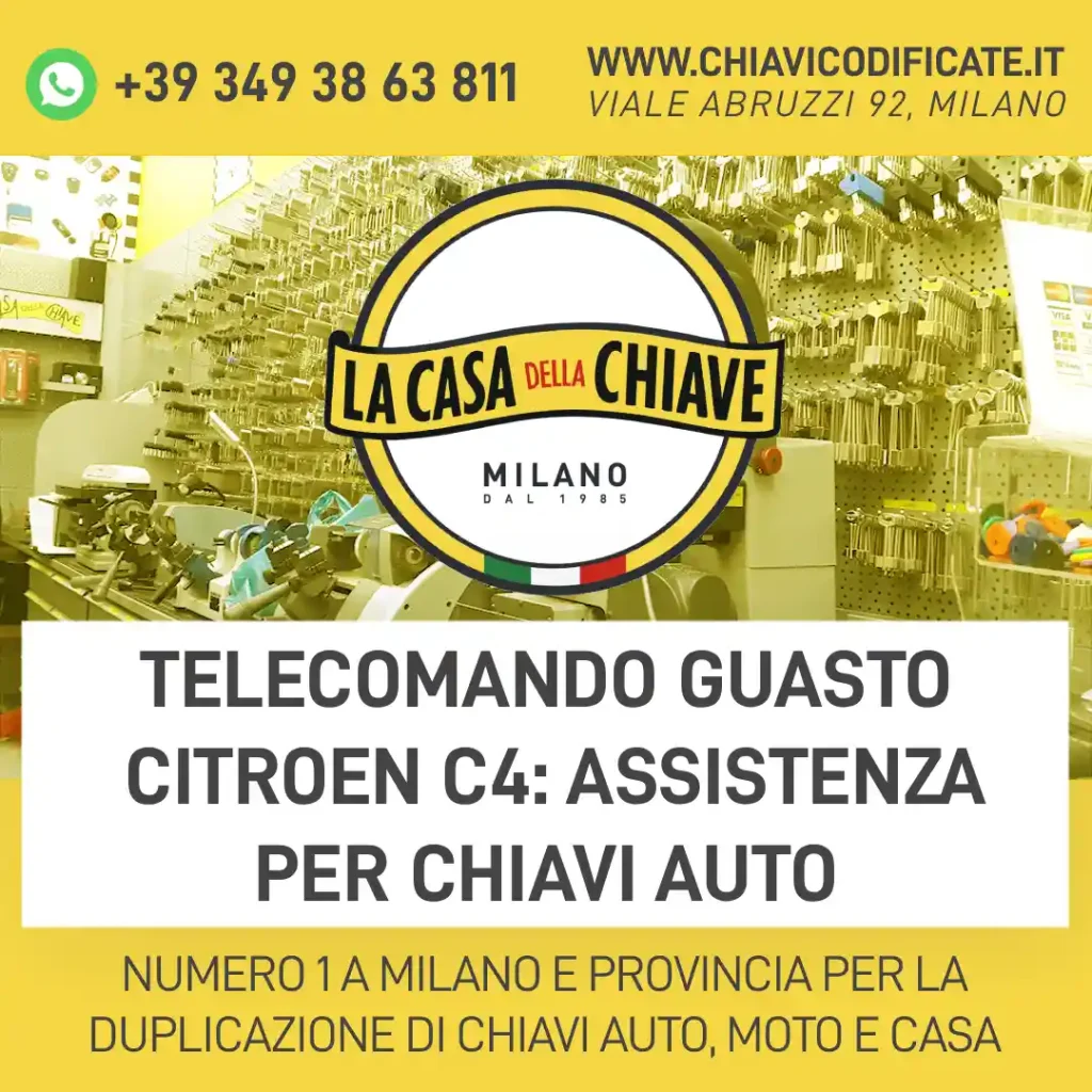 Telecomando guasto Citroen C4: assistenza per chiavi auto
