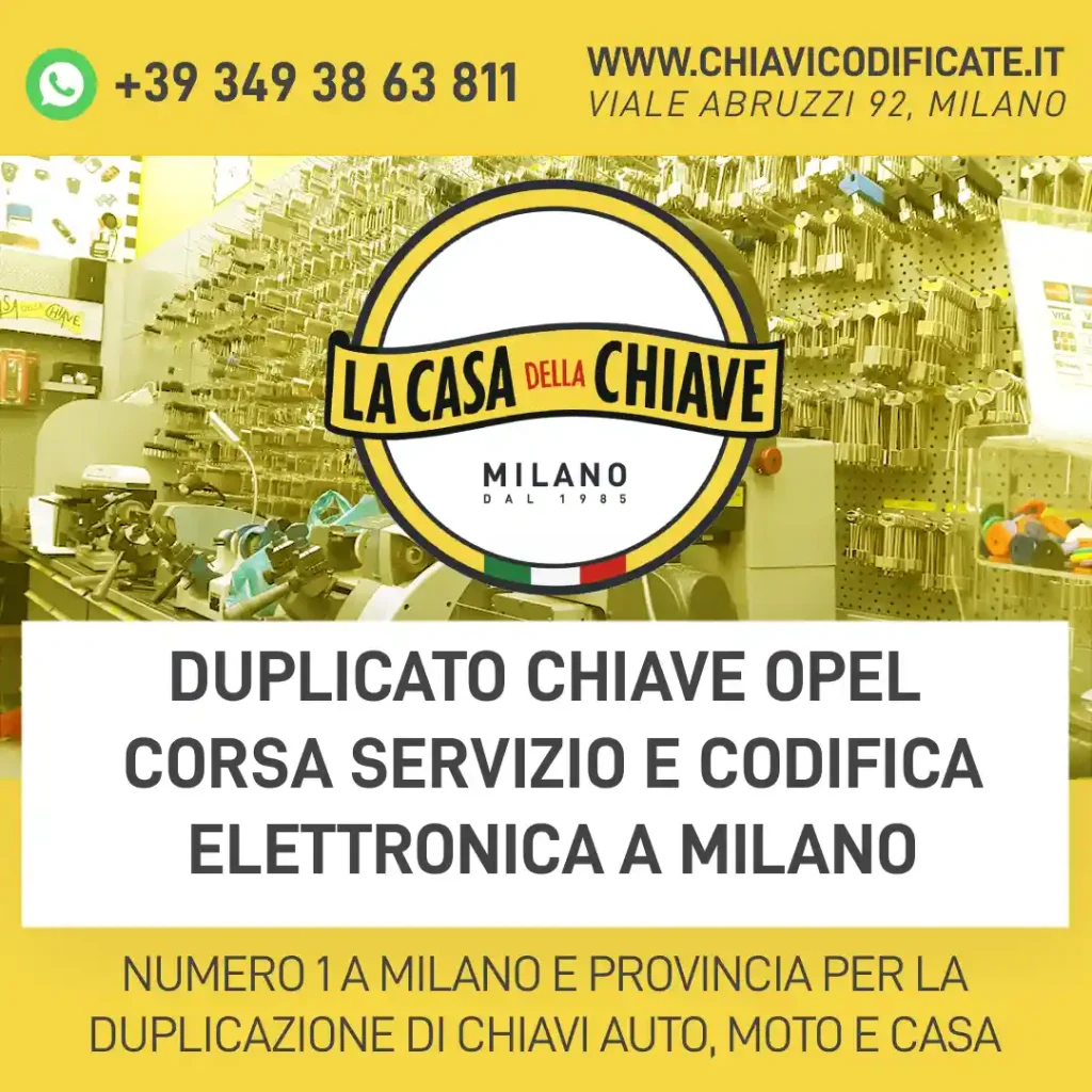duplicato chiave opel corsa Servizio e codifica elettronica a Milano