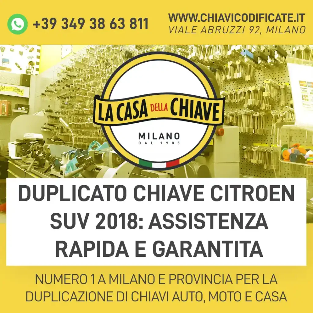 Duplicato chiave Citroen SUV 2018: assistenza rapida e garantita