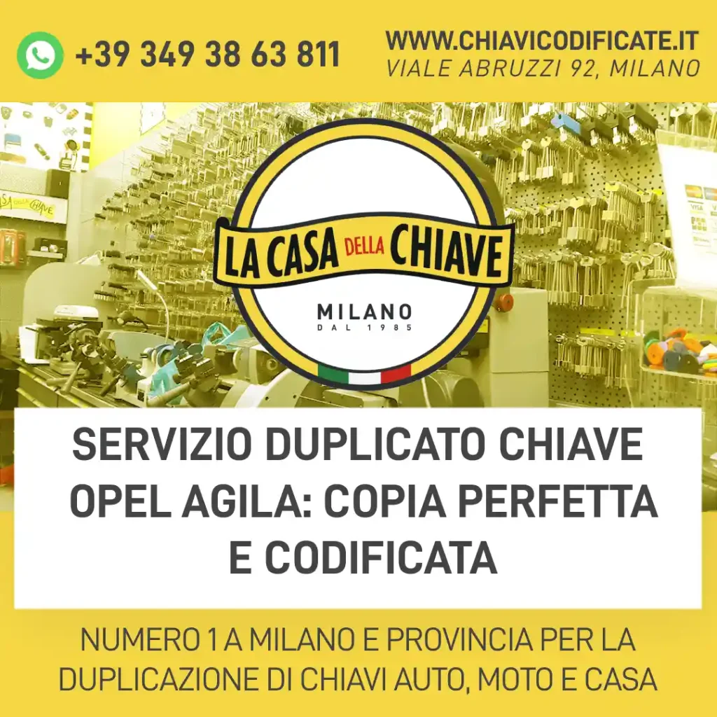 Servizio duplicato chiave Opel Agila: copia perfetta e codificata
