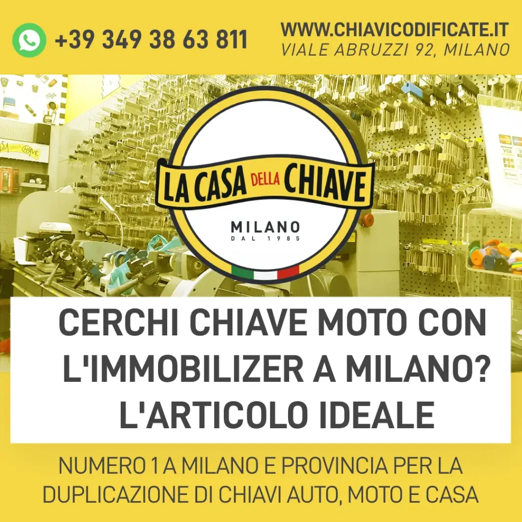 Cerchi chiave moto con l'immobilizer a Milano? l'articolo ideale