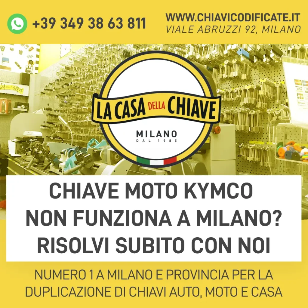 Chiave moto Kymco non funziona a Milano? Risolvi subito con noi