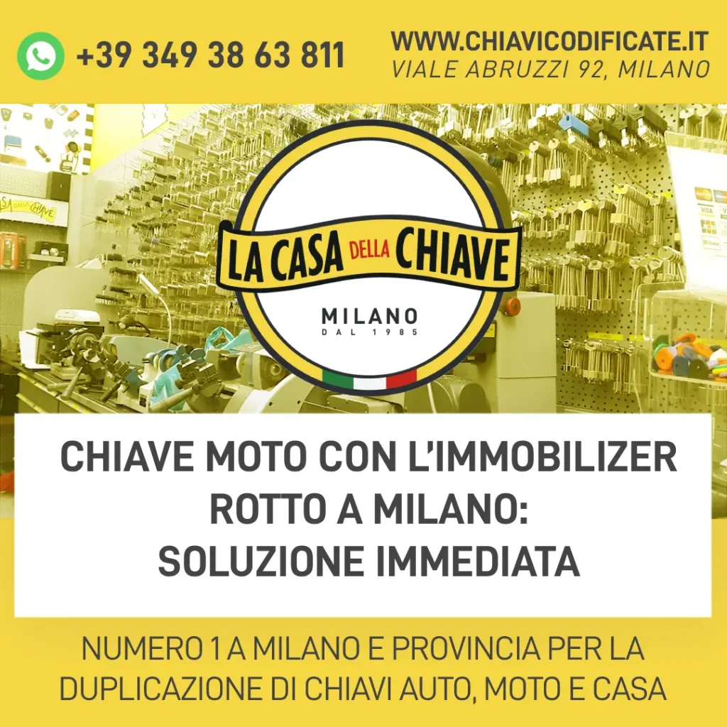 Chiave moto con l’immobilizer rotto a Milano: soluzione immediata