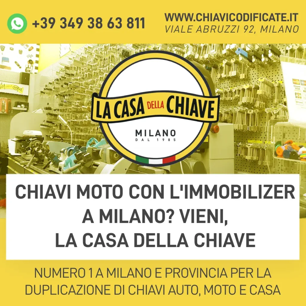 Chiavi moto con l'immobilizer a milano? vieni, La Casa della Chiave