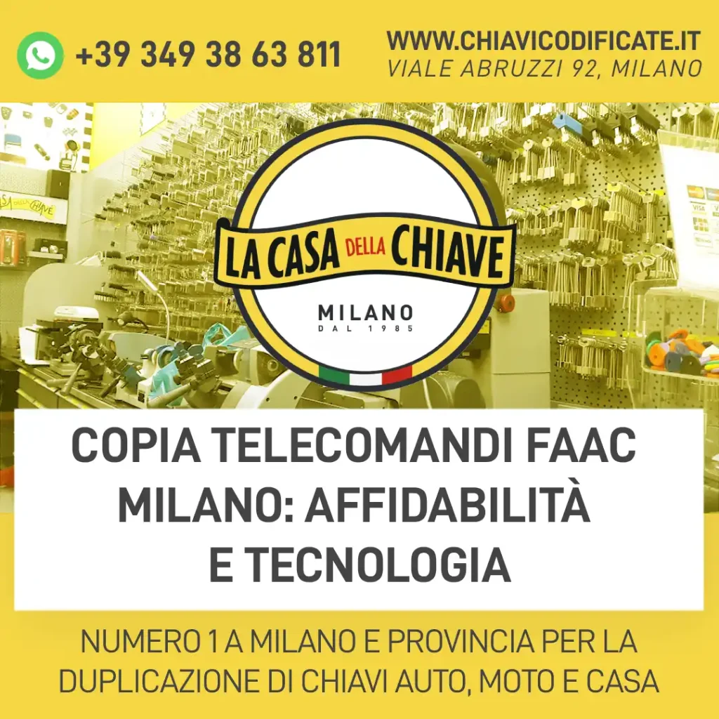 Copia Telecomandi FAAC Milano: affidabilità e tecnologia