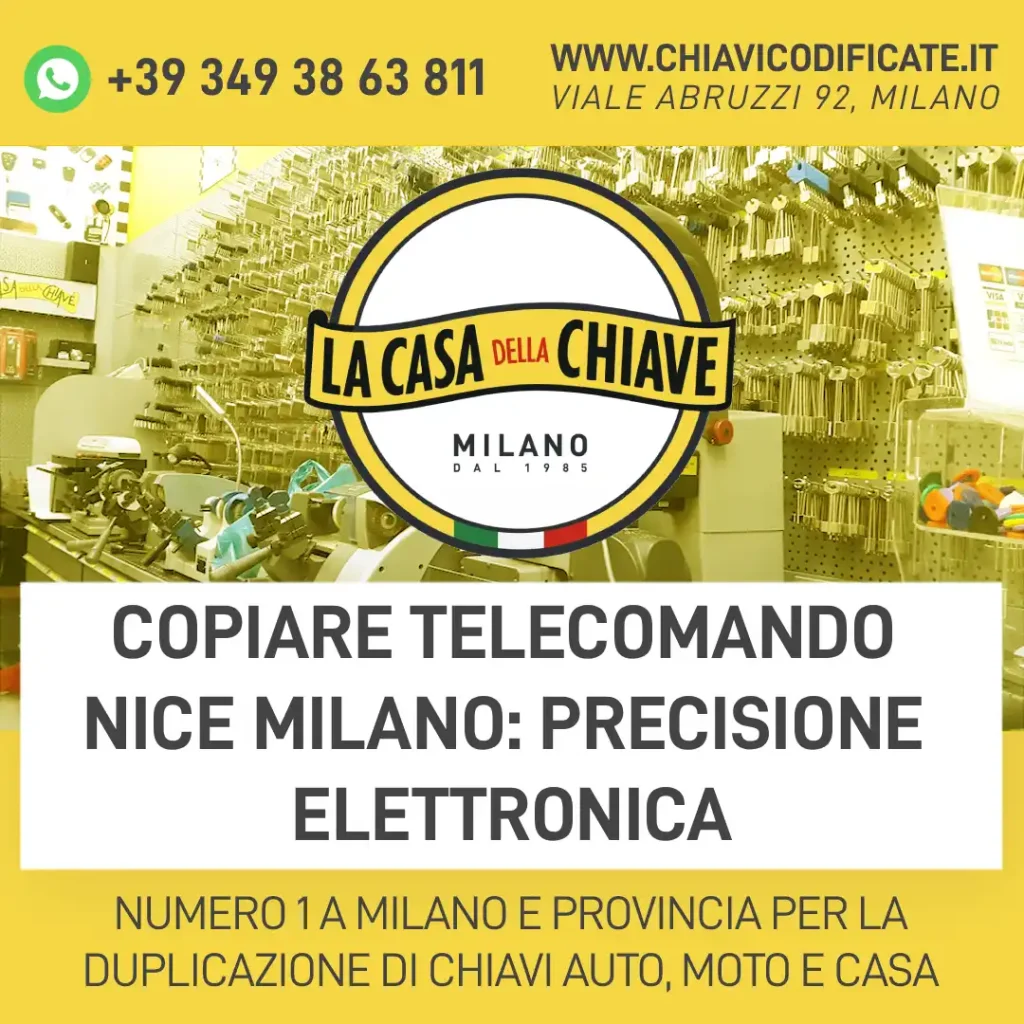 Copiare Telecomando Nice Milano: precisione elettronica per ogni automazione