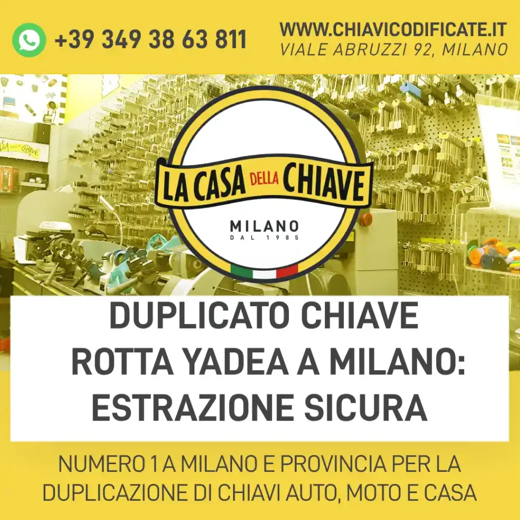 Duplicato chiave rotta Yadea a milano: Estrazione Sicura