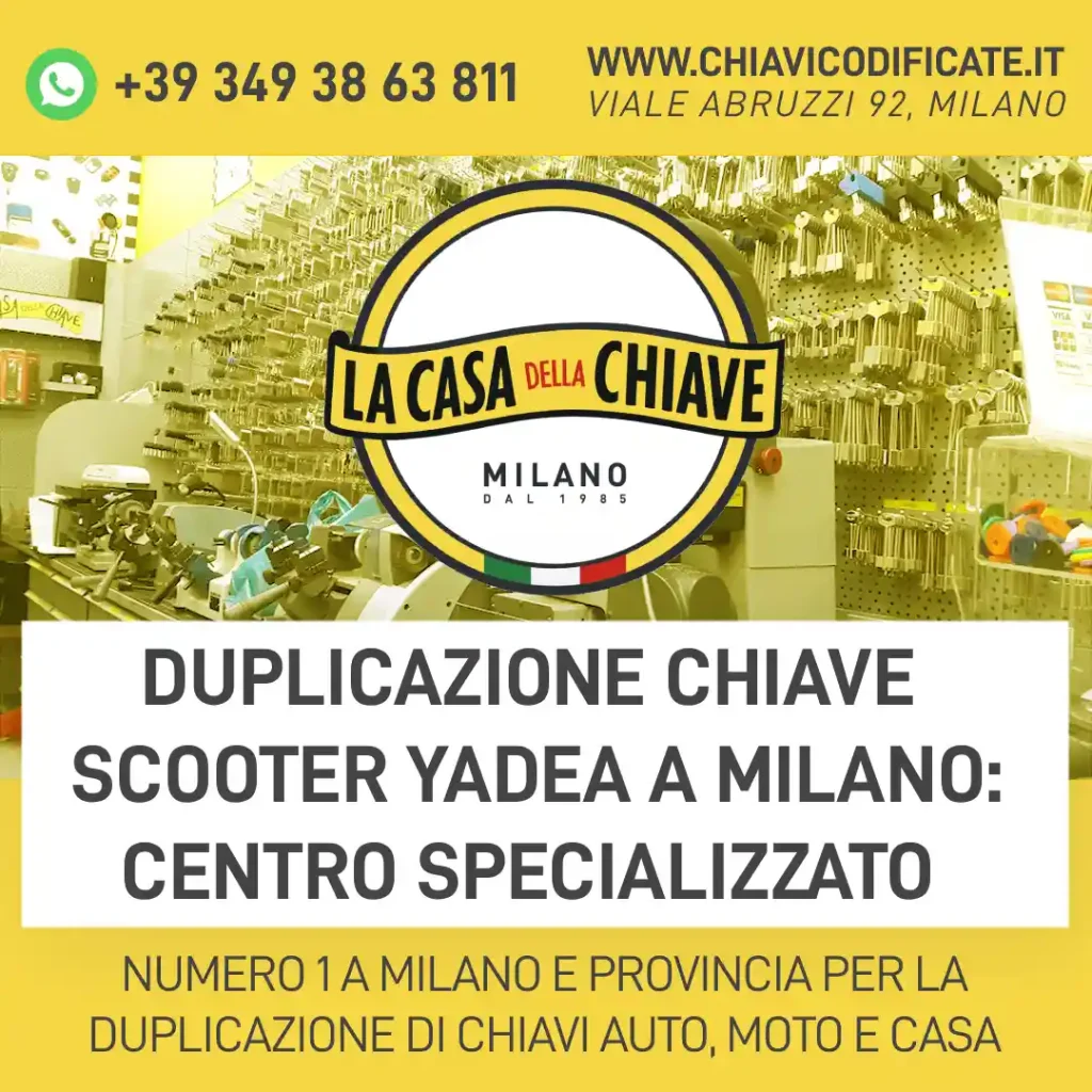 Duplicazione chiave scooter Yadea a milano: Centro Specializzato