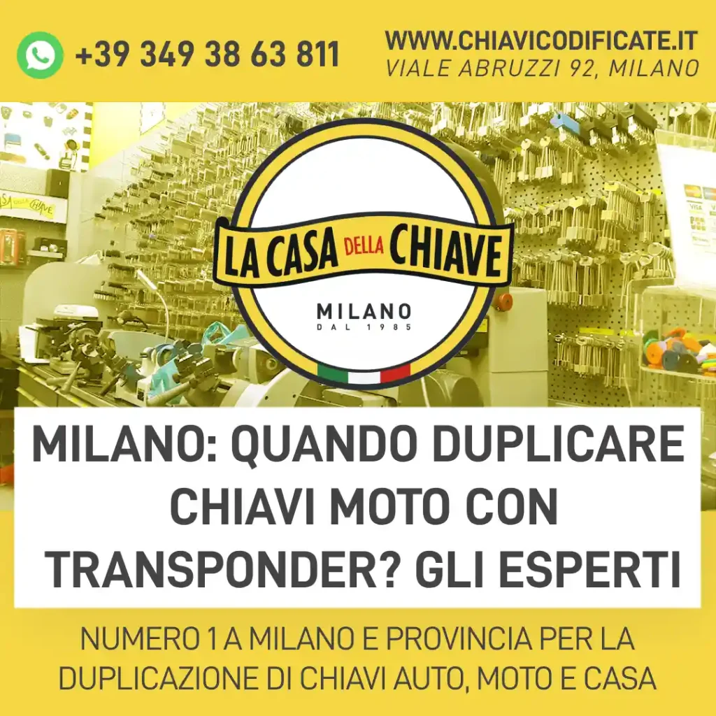 Milano: quando duplicare chiavi moto con transponder? gli esperti
