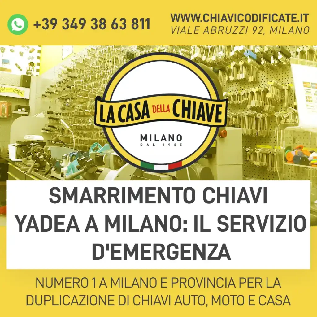 Smarrimento Chiavi Yadea a milano: Il Servizio d'Emergenza