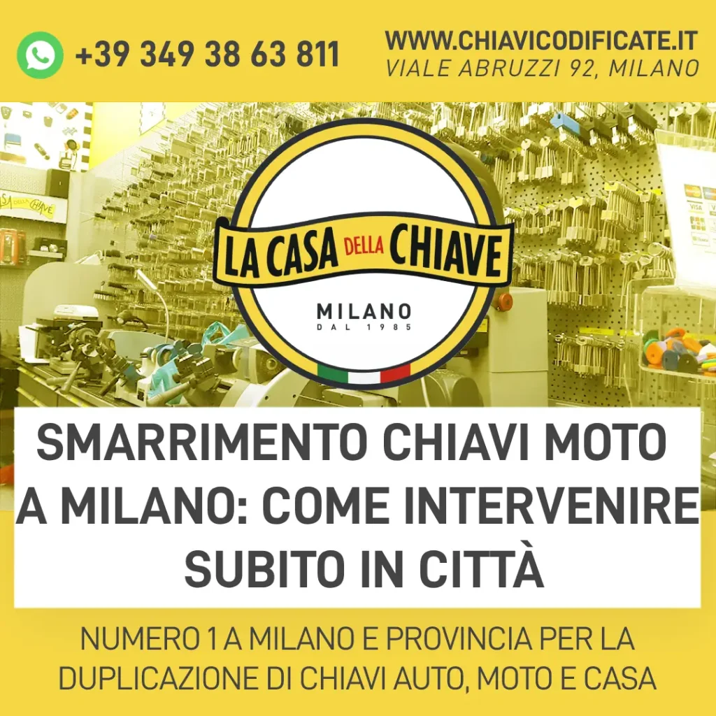 Smarrimento chiavi moto a Milano: come intervenire subito in città