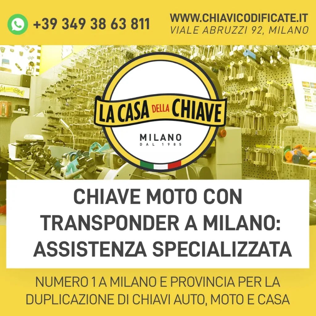 Chiave moto con transponder a Milano: assistenza specializzata